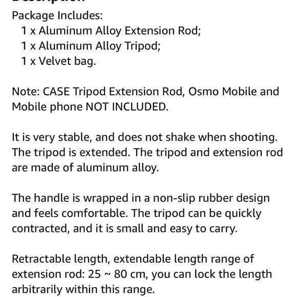 MAXCAM Selfie Stick Tripod Extension Rod portable travel purse - Picture 8 of 8